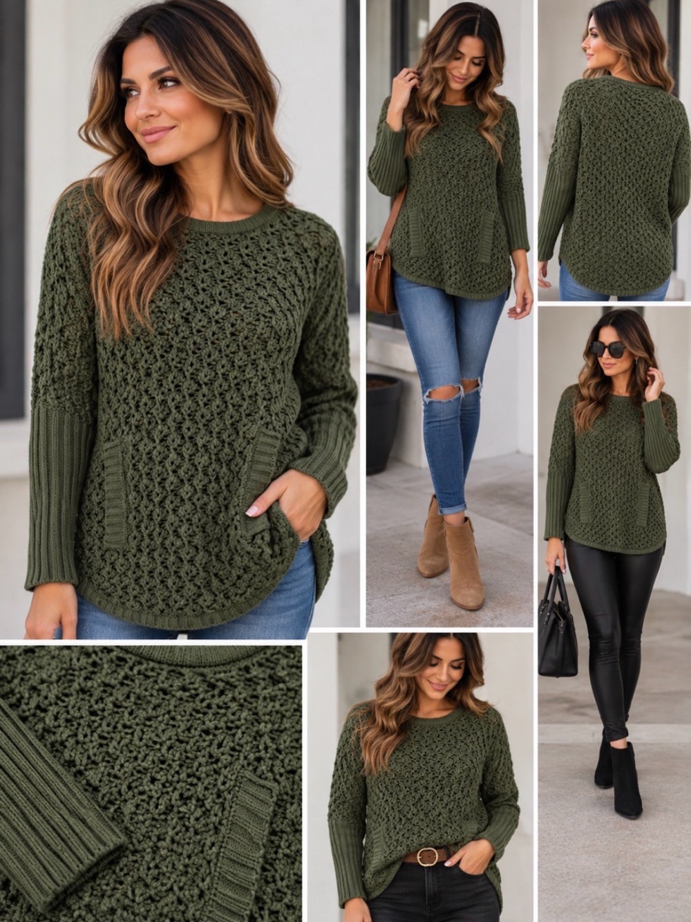 ONEA olive-green chunky knit sweater